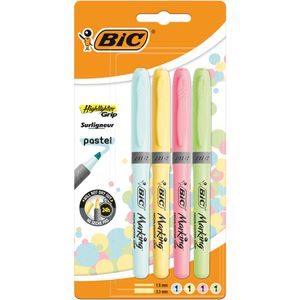 Produktbild für Textmarker Bic Highlighter Grip Pastell, 4 Stück