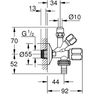 Produktbild für Eckventil GROHE WAS Kombi, für 2 Geräteanschlüsse