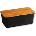 Brotkasten Kesper 58091, Melamin / Bambus abnehmbarer Deckel, 36 x 20 x 14cm, schwarz