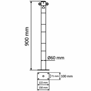 Produktbild für Absperrpfosten Schake 460PBG/2, 2 Ösen, schwarz/gelb, Metall