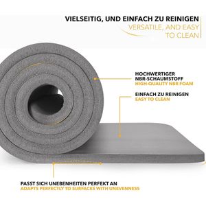 Produktbild für Yogamatte Tresko mit Tragegurt, grau, 1,5 cm stark