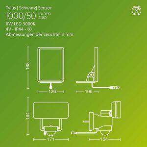 Produktbild für LED-Außenstrahler Philips Tylus, IP44 wasserfest