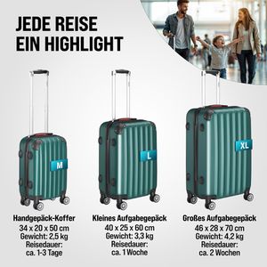 Produktbild für Koffer Monzana Baseline, grün, 3-teilig + Zubehör