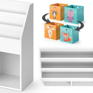 Produktbild für Bücherregal Vicco Luigi, weiß, mit 2 Faltboxen