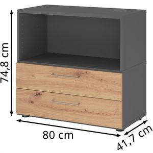 Produktbild für Kombischrank Hammerbacher FW28S2, graphit / asteiche