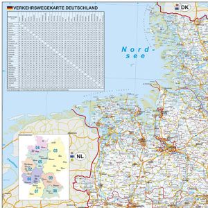 Produktbild für Deutschlandkarte Stiefel Straßenkarte, rahmenlos