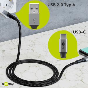 Produktbild für Ladekabel Goobay 49295, grau, 0,5m