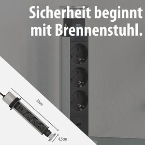 Produktbild für Einbausteckdose Brennenstuhl Tower Power, 2m Kabel, versenkbar