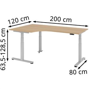 Produktbild für Schreibtisch Hammerbacher XDSM 82, eiche / silber