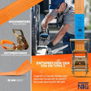 Produktbild für Spanngurt NTG für Autotransporte, mit Spitzhaken und Ratsche