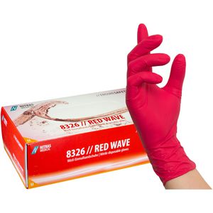 Produktbild für Einmalhandschuhe NITRAS-MEDICAL Red Wave, rot, 100 Stück
