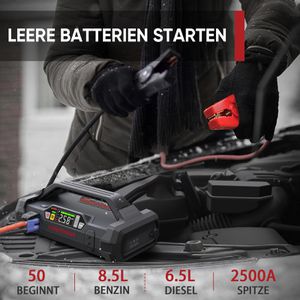 Lokithor Starthilfe-Powerbank AW401, 5 in 1, 12V, 2500A Spitzenstrom,  Kompressor, Kapazität 20000mAh – Böttcher AG