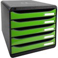 Schubladenbox Exacompta 3097295D, Big Box Plus A4, Kunststoff, 5 Fächer, apfelgrün / schwarz