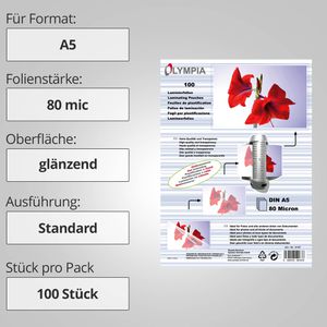 Produktbild für Laminierfolien Olympia 9167, DIN A5