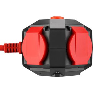 Produktbild für Steckdosenwürfel REV-Ritter Powerglobe, mit Schalter, rot