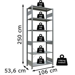 Produktbild für Schwerlastregal Schulte 12751, 6 Metallböden