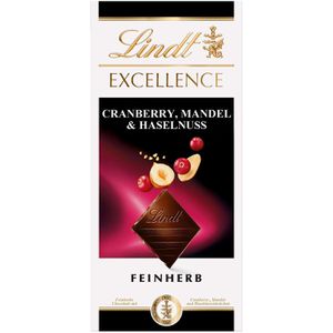 Lindt Tafelschokolade Excellence Feinherb, Cranberry, Mandel und Haselnuss, 100g