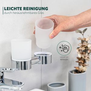 Produktbild für Zahnputzbecher Bremermann LUCENTE Doppel, aus satiniertem Glas