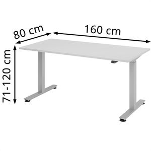 Produktbild für Schreibtisch Hammerbacher XMST 16, lichtgrau / silber
