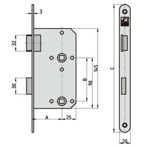 Produktbild für Einsteckschloss BASI 9350-5532, DIN links