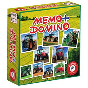 Produktbild für Kartenspiel Piatnik 659492 Memo + Domino Traktoren