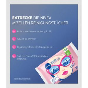 Produktbild für Abschminktücher Nivea Mizellen 3-in-1 Reinigungstücher