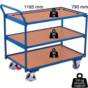 Produktbild für Tischwagen VARIOfit sw-800.660, aus Metall &amp; Holz