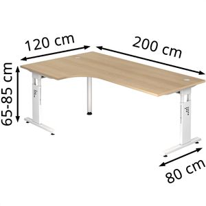 Produktbild für Schreibtisch Hammerbacher O-Serie, eiche / weiß