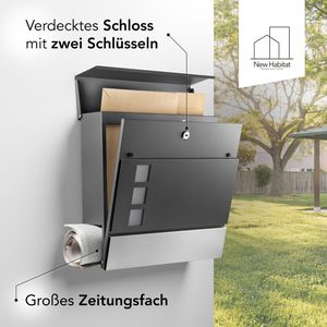 Produktbild für Briefkasten NewHabitat 59485 London, anthrazit, aus Stahl