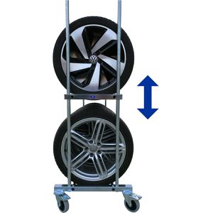 Produktbild für Reifenwagen Bertele Basic, aus Metall, silber, für 8 Reifen