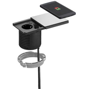 Produktbild für Einbausteckdose EVOline Square80, schwarz, mit 3 m Kabel