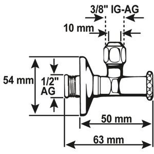Produktbild für Eckventil Cornat T317013, kurze Bauform