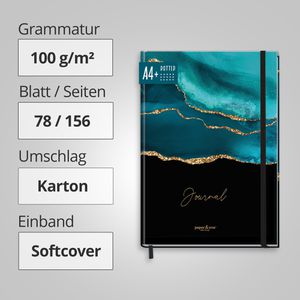 Produktbild für Notizbuch paper&amp;you Shiny Teal, 8213-3, Karton Softcover