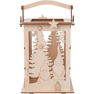 Produktbild für Laterne Rayher 64517505, Holzlaterne Wichtel, braun, indoor