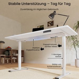 Produktbild für Schreibtisch FlexiSpot E1W Pro, weiß / weiß
