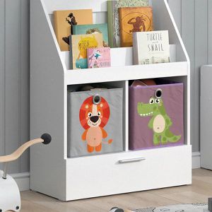 Produktbild für Bücherregal Vicco Luigi, weiß, mit 2 Faltboxen
