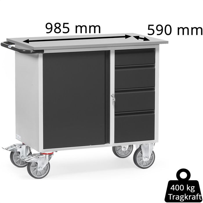 Fetra Werkstattwagen 2452/7016, Tragkraft 400kg, Montagewagen, 985 x