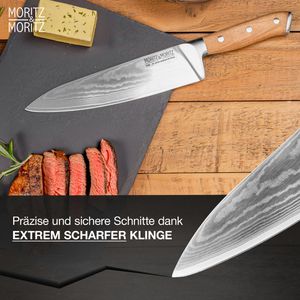 Produktbild für Kochmesser Moritz&amp;Moritz Damastmesser 5788, Akazienholzgriff