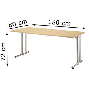 Produktbild für Schreibtisch Hammerbacher N-Serie, ahorn / silber