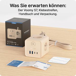 Produktbild für Steckdosenwürfel Voomy Power Cube S7, mit Schalter, beige