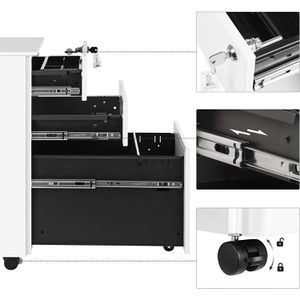 Produktbild für Rollcontainer Songmics OFC031W01, aus Metall, weiß