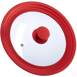 Glasdeckel Relaxdays 10027988, rot, 22/24/26cm