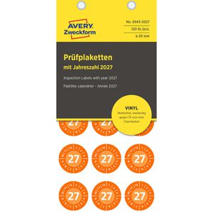 Produktbild für Prüfplaketten Zweckform 6943, mit Jahreszahl 2027