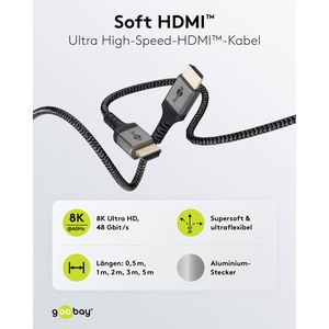 Produktbild für HDMI-Kabel Goobay Plus Soft 80739 HDMI 2.1, vergoldete Stecker