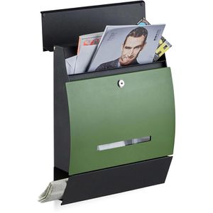 Produktbild für Briefkasten Relaxdays 10020774, schwarz/grün, aus Stahl