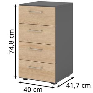 Produktbild für Kommode Hammerbacher Serie 9 Advanced, eiche / graphit
