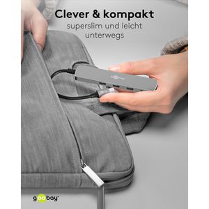 Produktbild für USB-Hub Goobay Slim 4-Port 79160, grau, mit Metallgehäuse