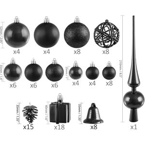Produktbild für Weihnachtskugeln BRUBAKER 8000.08, schwarz