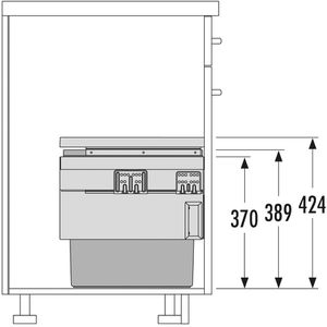 Produktbild für Einbaumülleimer Hailo AS Cargo Synchro 600, 360862