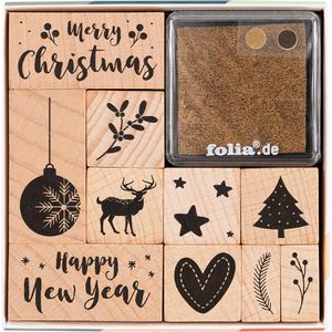 Produktbild für Motivstempel Folia Stempelset Christmas, aus Holz